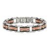 Black Bow Jewelry Men's Stainless Steel Black and Orange Rubber Bracelet - 8.5 Inch - 3 of 4
