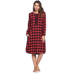 Ashford & Brooks Women's Flannel Plaid Long Sleeve Nightgown - 1 of 4