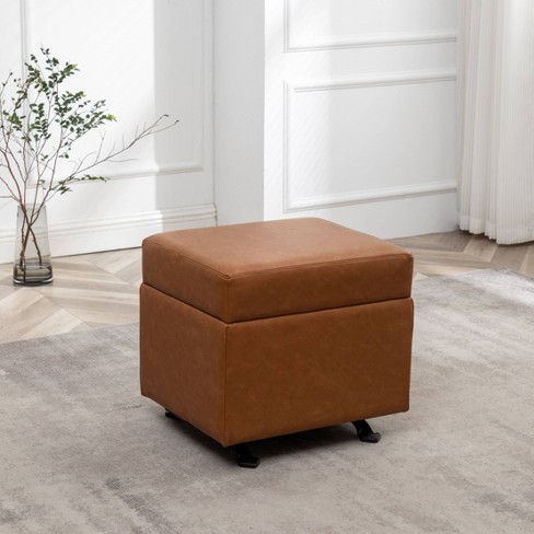 Light brown faux on sale leather ottoman