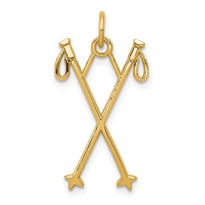 Black Bow Jewelry 14k Yellow Gold Crossed Ski Poles Pendant - 1 of 4