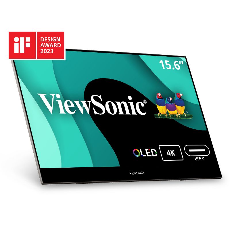 ViewSonic VX1655-4K-OLED 15.6 Inch 4K UHD Portable OLED Monitor with 2 Way Powered 60W USB C, Mini HDMI, Dual Speakers, and Built in Stand with Smart, 1 of 10