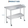 Stainless Steel Prep Table, Commercial Kitchen Prep & Work Table with Adjustable Under Shelf & 4 Wheels, Rolling Workbench for Kitchen - 3 of 4