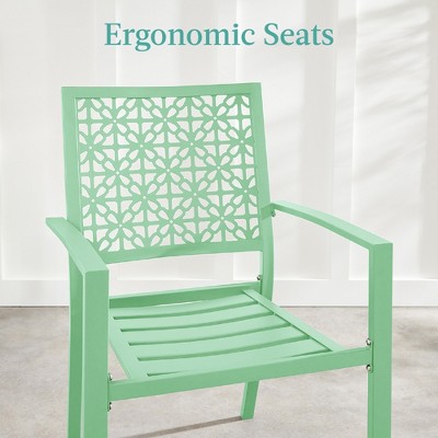 Mint Green Steel 3-Piece Patio Bistro Set with Geometric Design