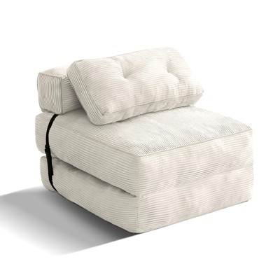 Hooseng Convertible Floor Couch Lazy Sofa, Corduroy Upholstered Folding Futon Sofa Bed With Adjustable Backrest, Foldable Lounge Mattress With Pillow