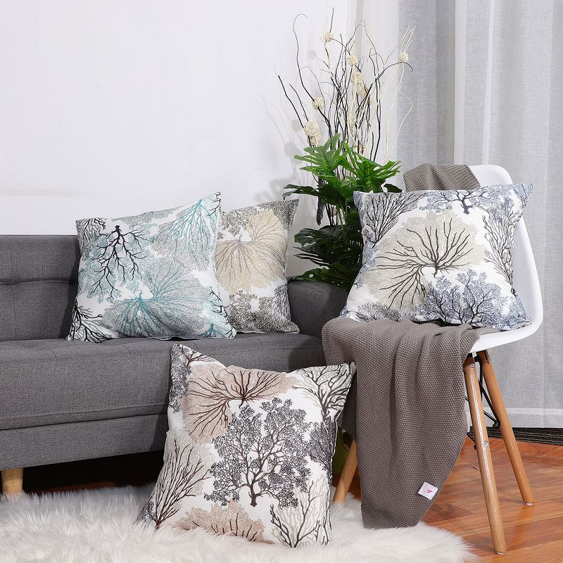 PiccoCasa 4 Pcs 18"x18" Linen for Sofa Bedroom Decorative Pillow Cover Multicolored, 2 of 8