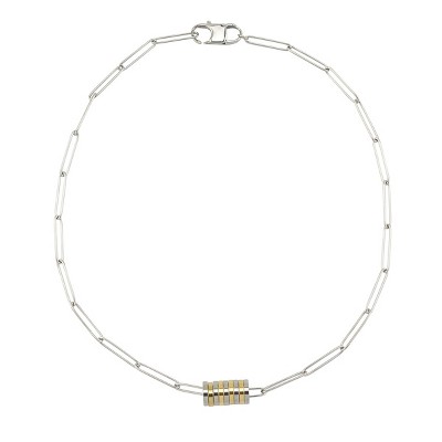 Slate by Rebl  Disc & Paperclip Chain Necklace  Stainless Steel