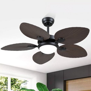 44 and 52 Inch Tropical Ceiling Fan with Light Downrod Ceiling Fan Palm Leaf - 1 of 4