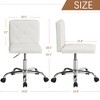 VECELO PU Leather Armless Office Chair, Adjustable Height & 360° Rolling Swivel for Home or Office, White - 3 of 4