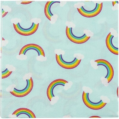 Blue Panda 150-Pack Disposable Paper Napkins Rainbow Party Supplies for Kids Birthdays, 6.5x6.5"