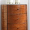 Walnut Finish 1pc Chest of Five Drawers Marble Top Ball Bearing Glides Bedroom Furniture - 3 of 4