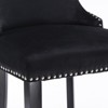 Okak Leisure Style Velvet Upholstered Wing Back Bar Stools Dining Chairs Set of 2, Button Tufted with Wood Legs & Chrome Nailhead Trim - 4 of 4