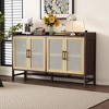 Vynxaria Rustic Decorative Storage Cabinets with Rattan Doors - Versatile Sideboard in Black/Natural/Walnut - 3 of 4