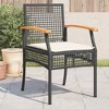 vidaXL Patio Chairs/Cushions Set - 4 Pcs Black Poly Rattan & Acacia Wood for Outdoor/Garden - Durable, Easy-to-Clean - 2 of 4
