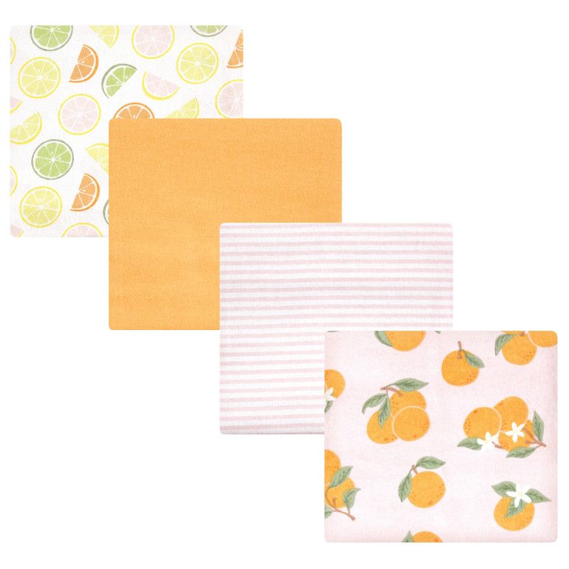 Hudson Baby Infant Girl Cotton Flannel Receiving Blankets, Citrus Orange, One Size, 1 of 8