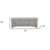 HomeRoots 54" Gray Carved Geo Scroll Solid Wood Storage Ottoman - 3 of 4