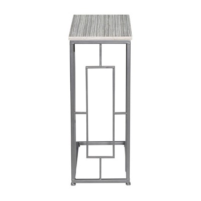 Sleek Gray C-Shaped Metal and Wood Accent Table