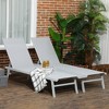 Outsunny Chaise Lounge Pool Chairs, Conjoined Set of 2 Outdoor Sun Tanning Chairs with 5-Position Reclining Back, Shelf & Breathable Mesh, Light Gray - 3 of 4