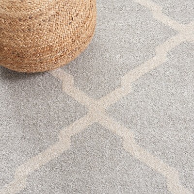 Beige and Light Grey Geometric Synthetic 8' x 10' Area Rug