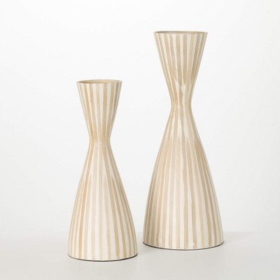 Sullivans Natural Bamboo Capiz Vase Set, 24"H & 19"H; Brown