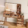 Okak Vintage Vanity Table with Mirror & LED Lights,Storage Dressing Desk with Drawers/Shelves,Adjustable Makeup Table for Small Bedrooms - 3 of 4