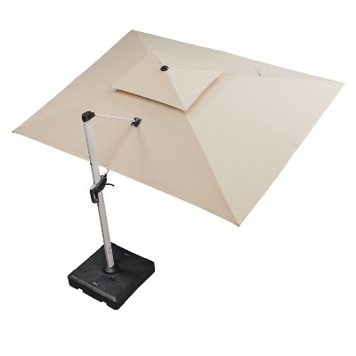 PURPLE LEAF 10' x 13' Patio Outdoor Rectangle Umbrella with Heavy Duty Base Large Cantilever Umbrella Windproof Offset Umbrella for Garden Deck Pool