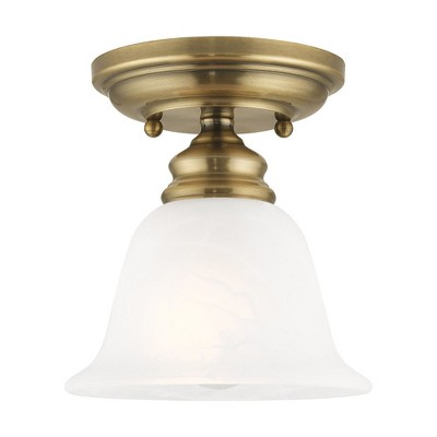 Livex Lighting Essex 1 - Light Flush Mount in  Antique Brass