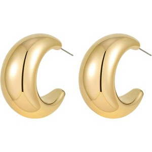Sonateomber Gold Crystal Huggie Hoops | Sparkling CZ & Rhinestone Thick Earrings for Women - 1 of 4