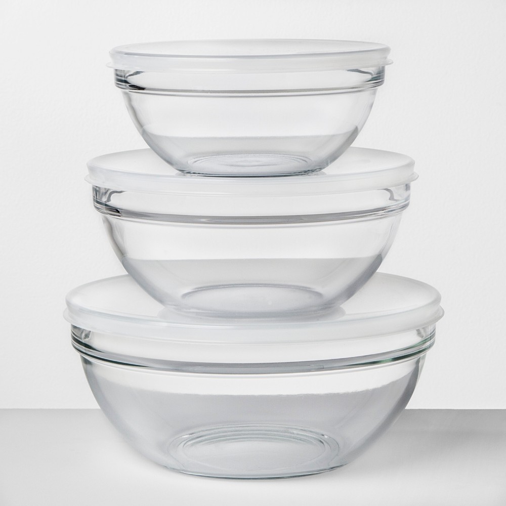 Set of 3 Glass Covered Mixing Bowls - Made By Design&amp;#8482;