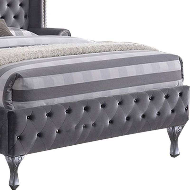Rebekah Eastern King Bed Gray Fabric - Acme Furniture, 6 of 7