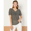 Allegra K Women's Summer V Neck Short Sleeve Vintage Chiffon Ruffle Blouse - 3 of 4