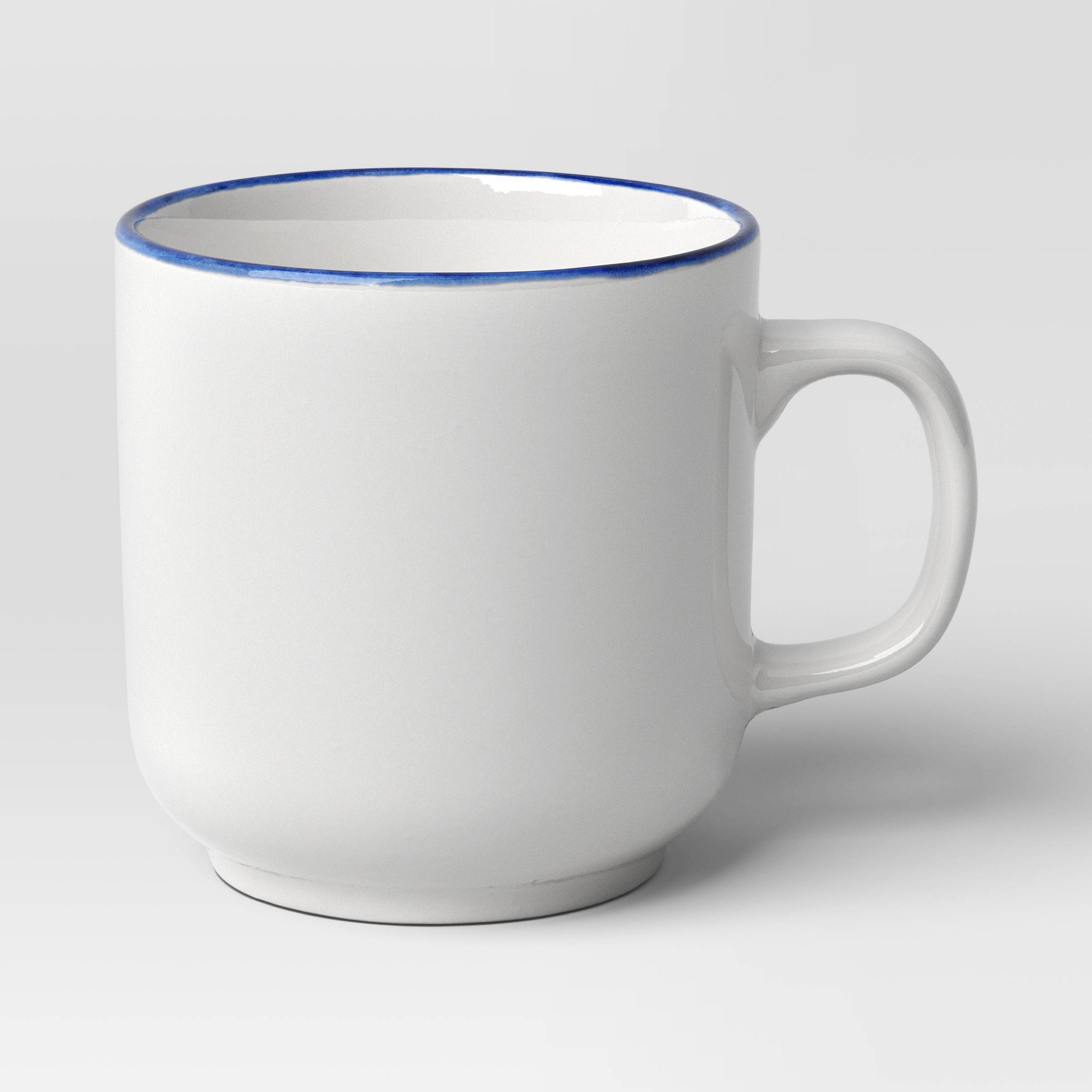 Stoneware Mug Blue Rim