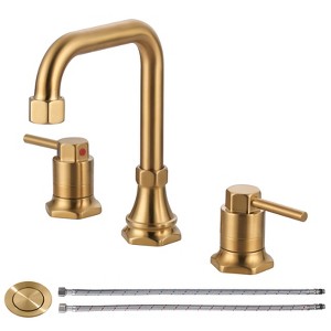 WOWOW 8 in. Widespread Double Handle Bathroom Faucet with Pop-up Drain Kit - 1 of 4