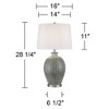 360 Lighting Dylan 28 1/4" Tall Modern End Table Lamp Textured Silver Glaze Finish Ceramic Single White Shade Living Room Bedroom Bedside Nightstand - 4 of 4