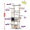 Cat Tree, Wooden Cat Tower, Modern Cat Apartment, with Scratching Posts, Cat Tunnels, Small Houses, Feeding Station, Hammock, Cat Playground - 3 of 4