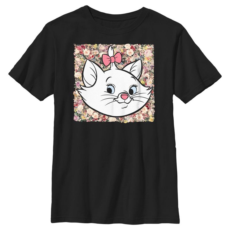 Boy's Aristocats Marie In A Bed Of Flowers Cuteness Stare T-Shirt, 1 of 6