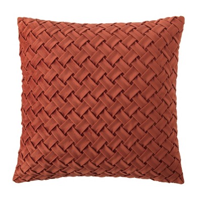 Rust Lattice Textured Velvet Euro Throw Pillow Covers, 2-Pack (18x18 Inches)