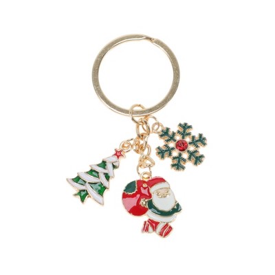 Unique Bargains Christmas Keychain Double Ring Zinc Alloy Multicolored 1 Pc