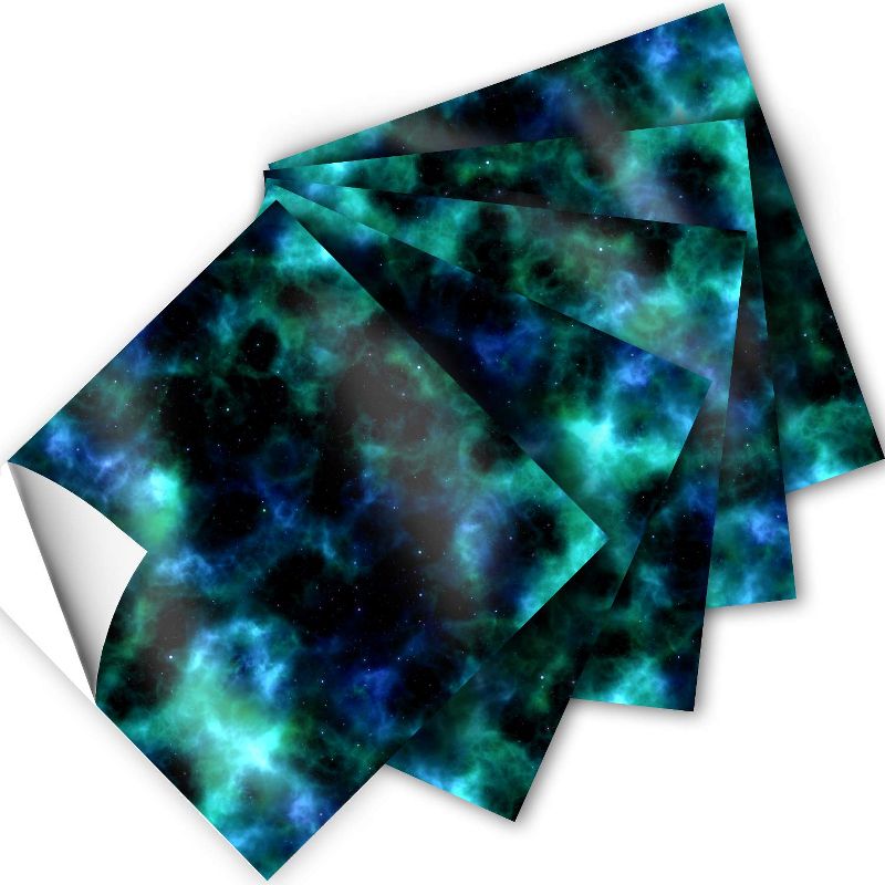 Craftopia Galaxy Space Patterned Vinyl Squares, 5 Pack, Blue Teal, 1 of 5