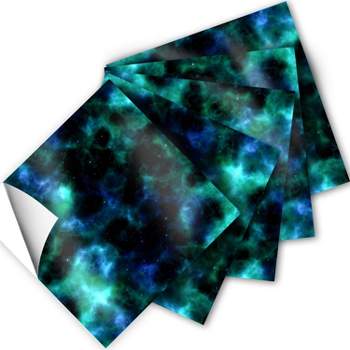 Craftopia Galaxy Space Patterned Vinyl Squares, 5 Pack, Blue Teal