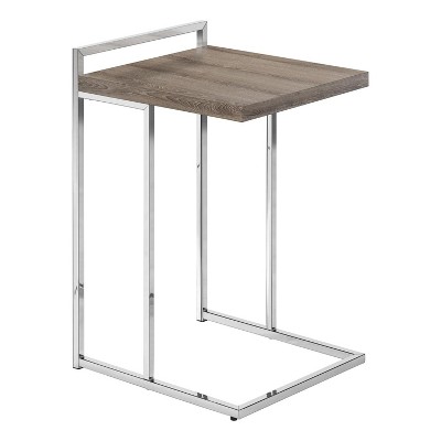 Monarch Specialties Accent Table, C-shaped, End, Side, Snack, Living Room, Bedroom, Brown Laminate, Chrome Metal, Contemporary, Modern