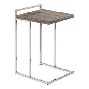 Monarch Specialties Accent Table, C-shaped, End, Side, Snack, Living Room, Bedroom, Brown Laminate, Chrome Metal, Contemporary, Modern - 1 of 4
