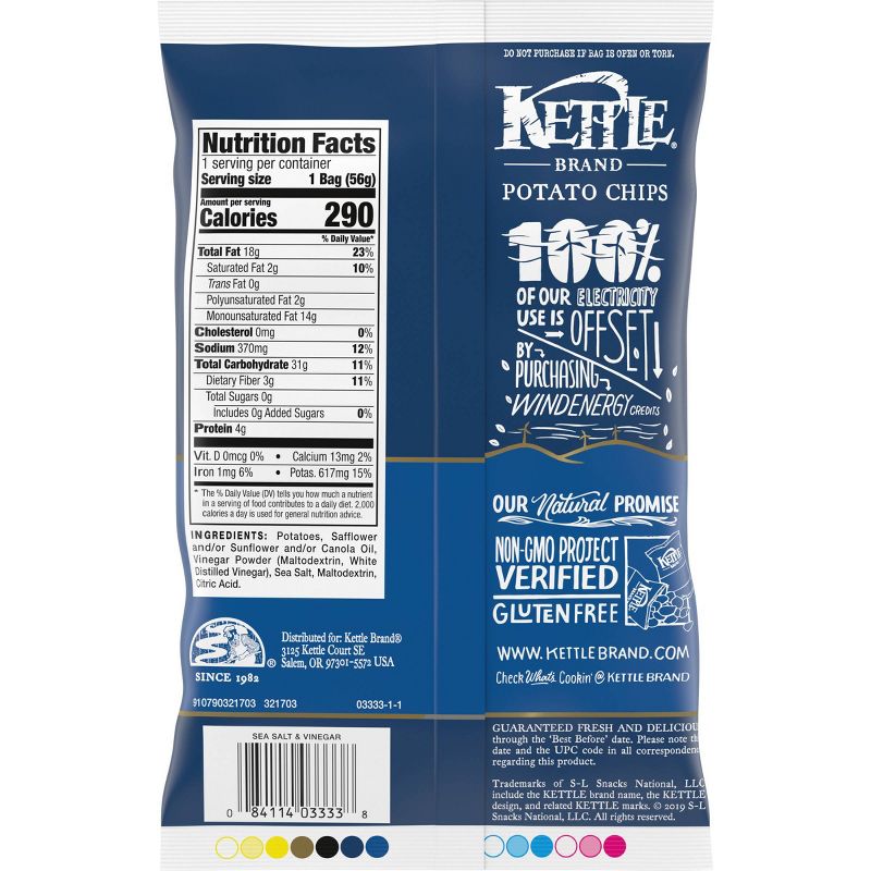 Kettle Brand Potato Chips Salt &#38; Vinegar Kettle Chips Snack - 2oz, 3 of 6