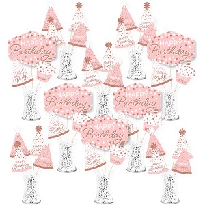 Big Dot of Happiness Pink Rose Gold Birthday - Happy Birthday Party Centerpiece Sticks - Showstopper Table Toppers - 35 Pieces - 1 of 4