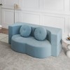 Ridstar Modern Convertible Plush Corduroy Foam-Filled Sofa Bed with 2 Pillows for Living Room-Light Blue - 2 of 4