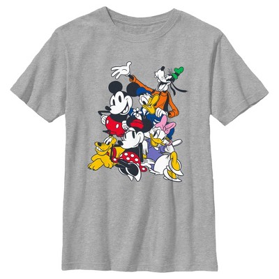 Boy's Mickey & Friends Retro Crew T-shirt - Athletic Heather - Large ...