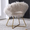 NicBex Faux Fur Accent Chair,Upholstered Living Room Chairs with Curved Back and Metal Sled Frame,Comfy Armchair,Accent Chairs for Living Room,White - 4 of 4