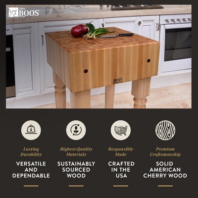 Maple Wood Butcher Block Table with Open Base