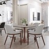 LeisureMod Bristol 36" Round Dining Table with MDF Top and Walnut Steel Pedestal Base for Modern Kitchen and Dining Room - 3 of 4