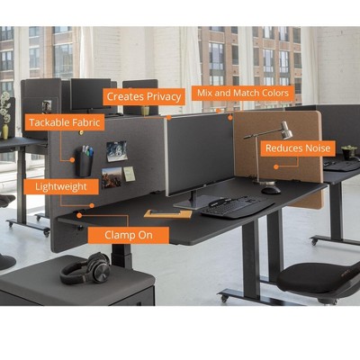 Cool Gray Acoustic Desk Divider with Clamp-On Design