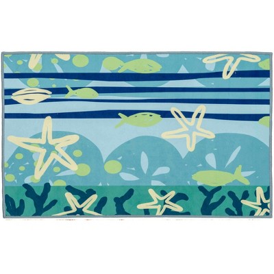 Homefires Ocean View Doormat – 20" x 30" Indoor Accent Mat with Coastal Cliff & Sea Design